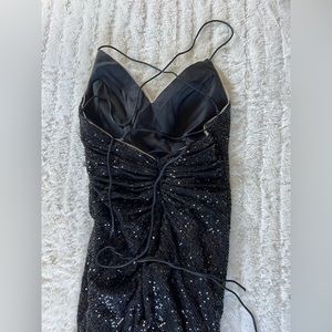 Lady Black Tie Black Sequin Prom Dress. Size XS